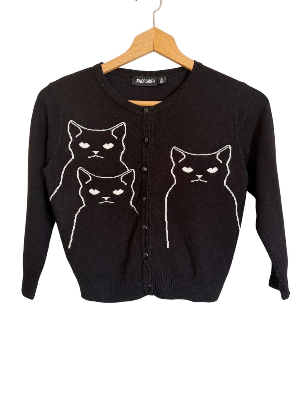 Jawbreaker Black Cat Cropped Retro Rockabilly Goth Whimsygoth Cardigan size S